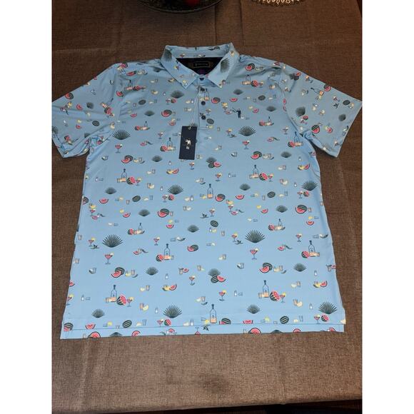 New William Murray Polo Shirt Mens Size XXL Golf Performance Agua Caliente Blue - Picture 2 of 10
